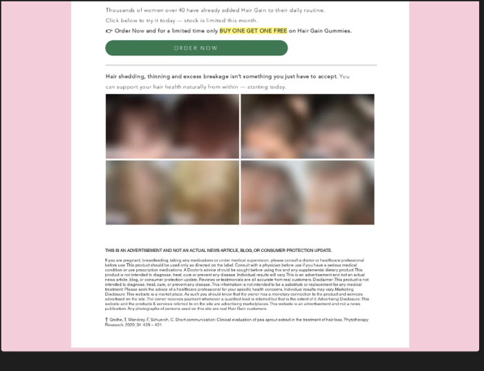 Hair Gain advertorial offer